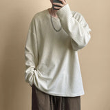 Spring New Striped Textural T-shirt For Men Long Sleeve Simple All-match Tops Korean Casual Solid Color Male Female Loose Tees