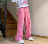 Pink Jeans Men Summer Vintage Simple Solid Color All-match Baggy Wide Leg Trouser Cozy High Street Harajuku Korean Style Clothes