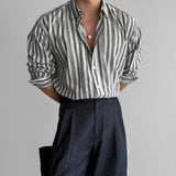 New Naples Business Men Shirts Light Luxury Textured Lapel Striped Long Sleeve Cardigan Leisure Premium Commuter Blouse M-2XL