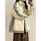 American Retro Lapel Jacket Ethnic Style Embroidered Casual Lapel Jacket Jacket Women Korean 2025 New Fashionable High-end Top