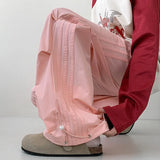 Summer Black Casual Pants Men Oversized Wide Leg Pants Men Streetwear Hip-hop Loose Pink Sports Pants Mens Joggers Trousers