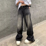 Men Summer Vintage Straight Leg Jeans Male Casual Niche Design Loose Wide Leg Trousers Oversized Mid Waist Streetwear Trousers