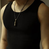 Men Streetwear Casual Solid Color Knitted Vest Sports Gym Bottoming Shirt Autumn Essential Ribbed Tank Top Slim Sleeveless Tees