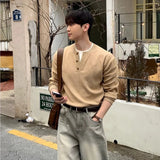 Men's Knitted Color-blocking Henry Sweater Light Luxury Patchwork Long Sleeve Pullover Autumn Korean Trendy Male Clothing M-3XL