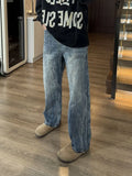 Spring and Autumn American Street Men and Women Trendy Personalized Straight Tube Washed Jeans Couple Loose Retro Casual Pants