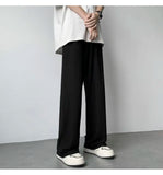 Summer Casual Pants Men Fashion Pleated Pants Men Japanese Streetwear Loose Wide Leg Pants Mens Baggy Ice Silk Trousers M-3XL