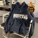 Autumn and Winter Korean Street Men and Women Trendy Polo Shirt Personalized Letter Printed Couple Loose Retro Casual Top y2k
