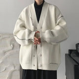Knitted Cardigan Male Solid Color No Hoodie Long Sleeve Men's Sweaters Open Cable Designer Top Casual Jackets Y2k Vintage Woven