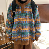 American autumn and winter men and women trendy personality lazy sweater couple loose retro casual round neck Harajuku knitted