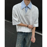 Summer Short Sleeved T-shirt Men Fashion Casual Lapel T Shirt Men Streetwear Korean Loose Pullover T Shirt Mens Clothing