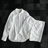 Mens Set Casual Solid Color Sunscreen Long Sleeved Shirt Shorts Summer Breathable Japanese Two-Piece Set Men's Clothing Unisex