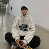 Letter Printing Hoodie Men Oversized Hooded Sweatshirts Fleece Autumn and Winter Korean Fashion Couple Clothing Pullover Hoodies