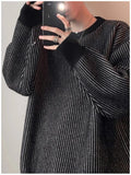 New Japanese Trendy Men Sweater High Street Patchwork Knitted O Neck Long Sleeve Pullover Casual Loose Premium Quality Knitwear