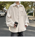 2025 Autumn Winter New Mens Long Sleeve Casual Corduroy Shirt Square Collar Loose Fit Classic Fashion Trendy Outdoor Comfort