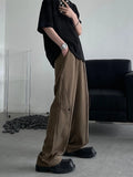 Men Casual Solid Pants Straight Drawstring Thin Breathable Advanced Fashion Shopper Chic Korean Style High Street Comfortable