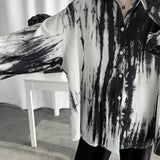 Tie Dye Shirts for Men Baggy Handsome Casual Long Sleeve Tops Personality Harajuku Soft All-match Spring Autumn Daily