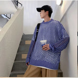 Men T-shirts Hollow Out Breathable Fashion Teenagers Outwear Solid Colors Unisex Simple Couples Loose Harajuku Advanced Korean