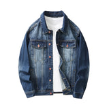 New Vintage Washed Retro Blue Denim Jacket For Men'S Trendy Brand Loose Oversized Lapel Workwear Top