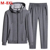 Male 2 Pieces Sweatshirt + Sweatpants Suit 8XL Plus Size New Spring Autumn Clothing Hooded Men Sportswear Sets Casual Pants