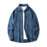 Lapel Collar Casual Shirt Jacket Retro Plaid Tie-dye Men's Cotton Shirt Coat Long Sleeve Casual Single Breasted 5Colors
