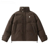 American Retro Texture Parkas Matte Stand Collar Bread Jacket Cotton Coat Korean Winter New Women Loose Padded Jacket