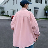 Shirts With Chain Men Loose All-match Spring New College Korean Style Popular Tops Casual Fashion Design Simple Turn Down Collar