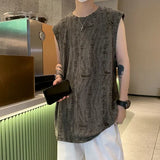 Tanks Men Ripped Y2k Tops American Streetwear Hip Hop Loose Sleeveless Summer Clothes Sporty All-match Handsome Vintage