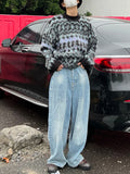 Autumn Sweaters Men Slouchy Contrast Color Hip Hop Streetwear Cozy Soft Blocking Temperament Handsome Stylish Knitting Daily