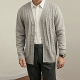 New Men Luxury Knitted Cardigan Jacket Fashion V Neck Button Sweater Long Sleeve Streetwear Leisure Premium Coat Autumn Knitwear