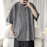 Summer Chic Fashion Casual Holes Short Sleeve T-Shirts For Men Clothing O-Neck Loose Casual Tee Shirt Homme Streetwear