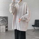 Spring Cardigan Coat Mens Knitted Sweater Stand Collar Loose Fit Big Tall Plus Size Solid Color Casual Outwear Fashion