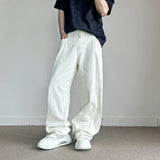 New Men's Cotton White Non-stretch Straight Baggy Jeans Streetwear Fashion Casual Denim Pants Hip Hop Trendy Male Trousers