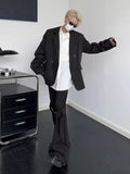 American Niche Fashion Wide-leg Pants Men's Design Dark and Handsome Elastic Waist Trousers Draped Straight-leg Floor Trousers
