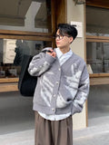 Man Clothes Graphic Jacket Cardigan Knitted Sweaters for Men Coat Maletry Y2k Streetwear Plus Size Tops 90s Vintage Loose Fit X