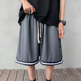 Board Shorts Men Summer Loose Straight Joggers Knee-length Casual Striped Design All-match Daily Cool Thin Japanese Male Basic