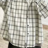 Men Casual Shirts Plaid Single Breasted Long Sleeve Baggy S-3XL Loose Korean Chic Fashion Shirt Teens All-match Thin Outwear BF