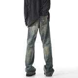 Mens Straight Leg Washed Classic Vintage Denim Jeans Comfort Fit Casual Fashion High Quality Durable Trendy Timeless Trousers