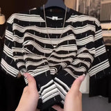 Hip hop men and women summer trend personality striped round neck short sleeved couple loose retro breathable casual T-shirt top