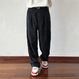 Autumn Corduroy Pants Men Fashion Retro Black Casual Pants Men Streetwear Korean Loose Straight Pants Mens Vintage Trousers
