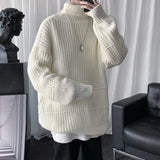 Turtleneck Pullover Men's Long Sleeve Rollneck Sweater Autumn Winter Mens Casual Korean Style Fashion Warm Knitted Sweater