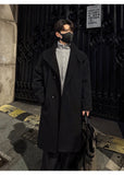 New 2025 Autumn Winter Men Imitation Wool Overcoat Stand Collar Mid Long Single Breasted Windproof Warm Coat Fashion Outerwear