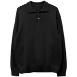 New Fashionable Korean Style Men's Sweater Polo Lapel Pullover Brown Loose Casual Button Soft Harajuku Knitted Sweater for Men