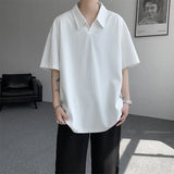 T shirt men Oversized Polo Collar Soft Comfort Tshirt Loose Fit Breathable Tee Casual Streetwear Top Summer Mens Fashion Apparel