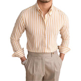 New Naples Business Men Shirts Light Luxury Textured Lapel Striped Long Sleeve Cardigan Leisure Premium Commuter Blouse M-3XL