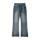 Summer High Street Men's Wear Denim Pants Wavy Trouser Cuffs Design Bootcut Jeans Male Clothing New Stylish 2025