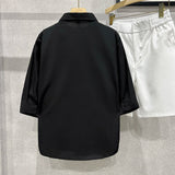 Summer Thin Spliced short-sleeved Shirt Men's Casual Fashionable New Half-sleeved Ice Silk Shirt Jacket 2025 Aesthetic Urban