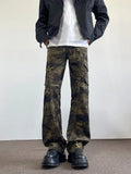 Y2K 2000S Camouflage Multi Pockets Slim Jeans Flare Cargo Pants For Men Clothes Streetwear Hip Hop Lady Old Long Trousers