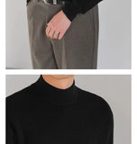 Korean Fashion Men Sweater Light Luxury Trendy Mock Neck Knitted Solid Color Pullover Premium Quality Long Sleeve Basic Knitwear