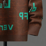 New American Trendy Men Sweaters Light Luxury Letter Printed Knit O Neck Long Sleeve Pullover Casual Loose High Street Knitwear