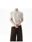 New Trendy Jacquarded Men Polo Shirt Light Luxury Casual Business Solid Color Knitted Short Sleeve T-shirt Fashion Stretchy Tops